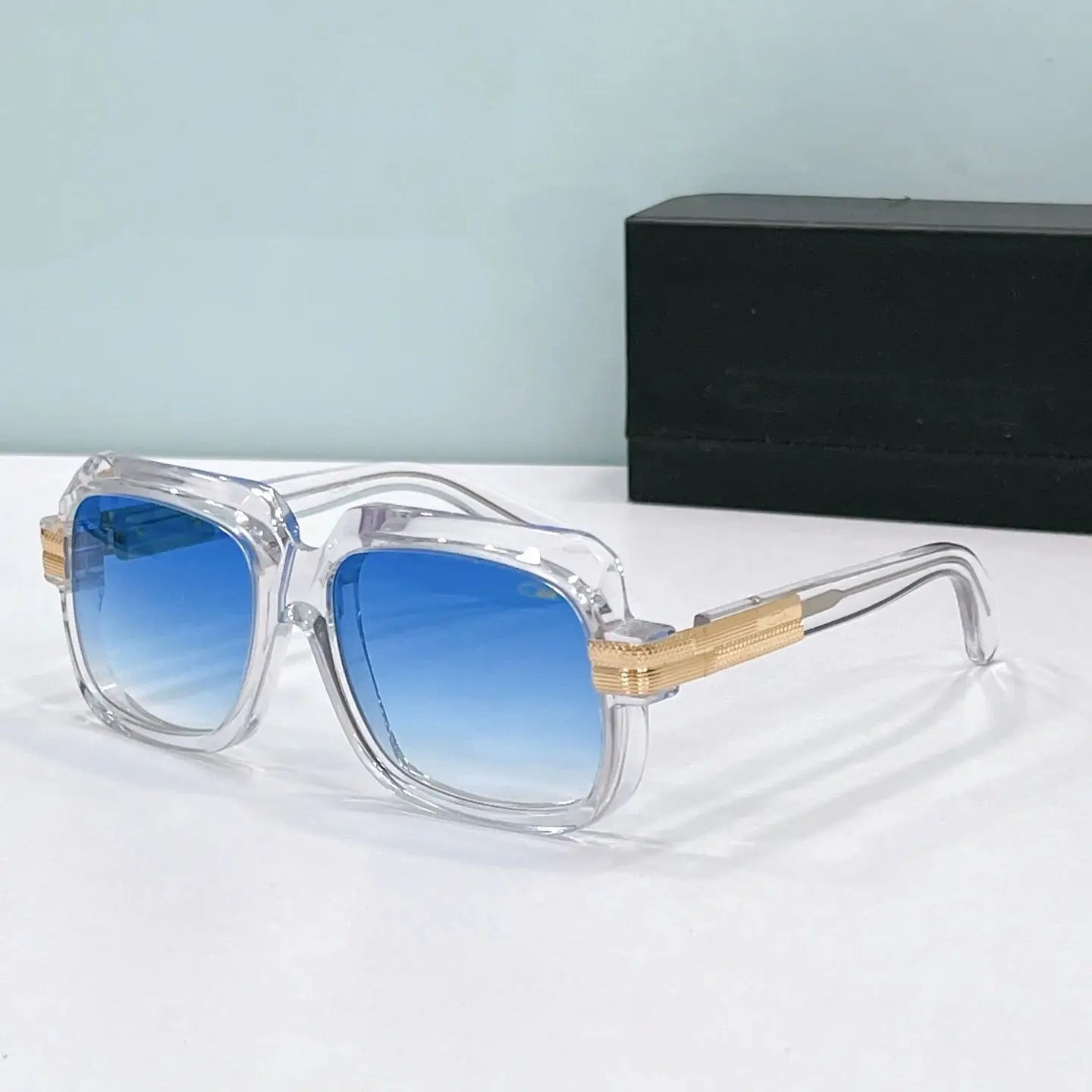 Original CCAZAL MOD607 Top Quality Acetate Black Frame Retro Men Sunglasses Stylish Leisure Square Business Women Couple Eyewear