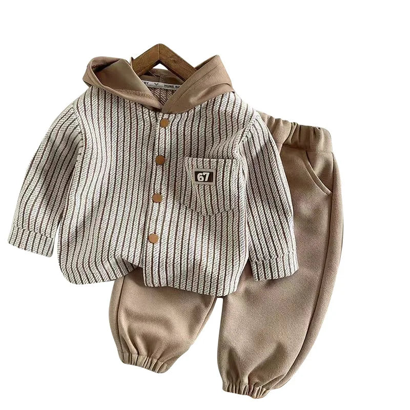 Spring Autumn toddler Baby Boys' Clothes Outfits Sets Casual Hooded Striped Coat+Pants Suits for infant boys Clothing baby Sets