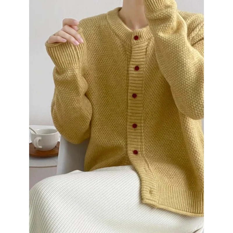 Sweater Coat for Women Autumn Winter New Collection High-End Loose Knit Cardigan