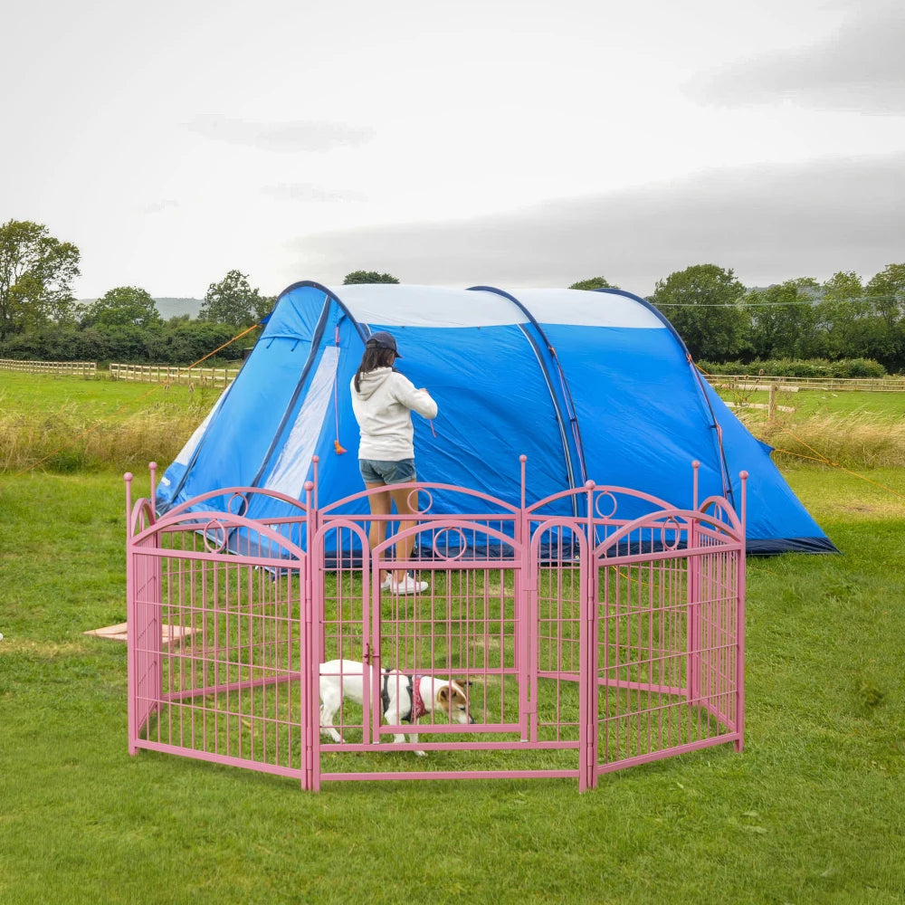 Dog Playpen Indoor 24 inch 8 Panels Metal Dog Pen Pet Dog Fence Outdoor Exercise Pen with Doors, Heavy Duty Dog Fence Puppy Pen