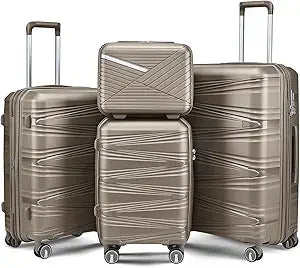 Luggage Set 4 Piece with Spinner Wheel, TSA Approved Expandable Hardshell Suitcase, Lightweight Travel Family Set for Men and Wo