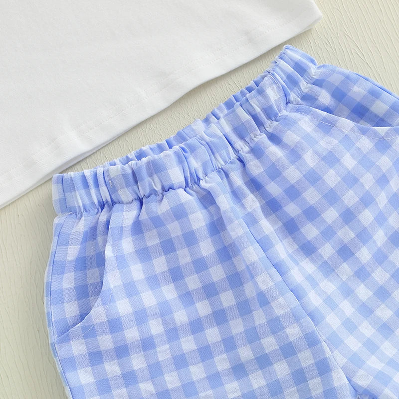 Baby Boy Casual Outfit Striped Print Short Sleeve T-Shirt Denim Shorts 2Pcs Set for Summer Beach Vacation