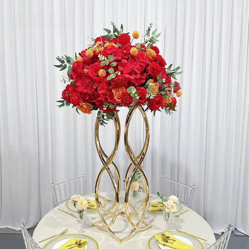 New Metal Vase Trumpet Shape Wedding Table Centerpiece Event Road Lead Flower Vases For Wedding Party Home Decoration