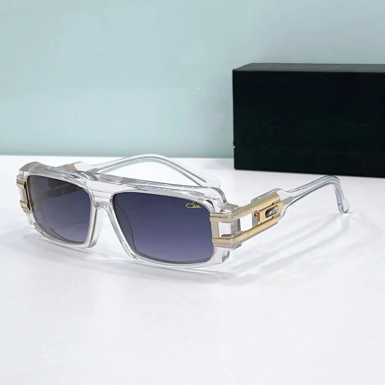 Original CCAZAL MOD164 Trend Classic Rectangle Acetate Frame Men Sunglasses Premium Casual UV400 Polarized Women Couple Eyewear