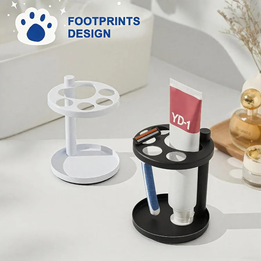 Metal Toothbrush Holder Stand for Bathroom: Stainless Steel Ventilated Organizer with Slots for Electric Toothbrushes Toothpast