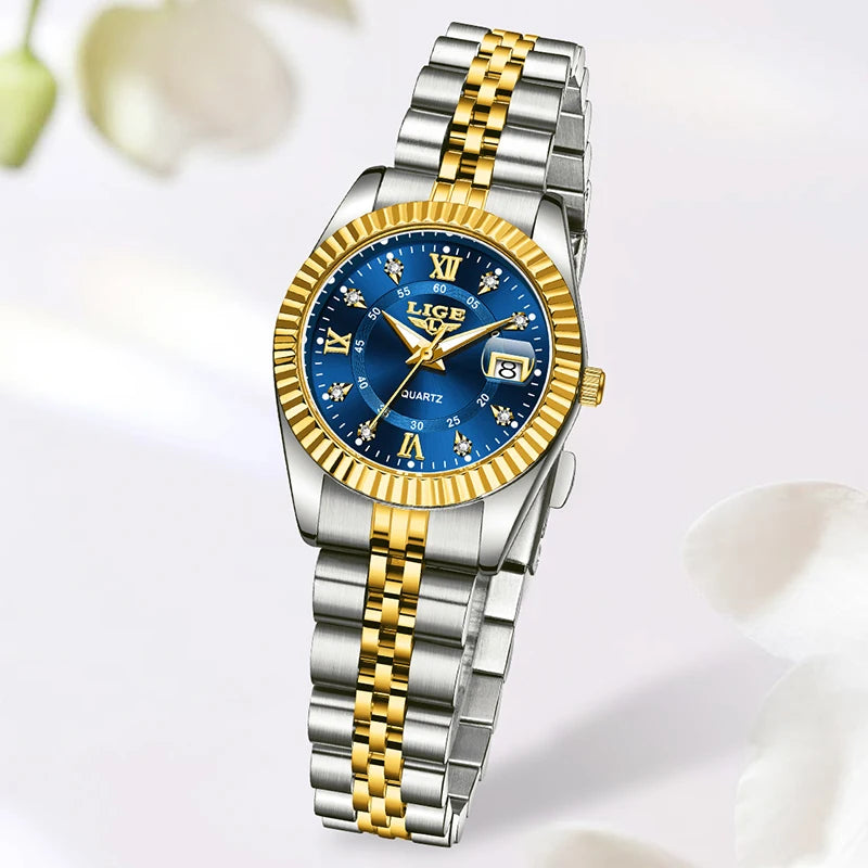 LIGE Top Luxury Watches For Women Vintage Fashion Ladies Watch Waterproof Date Stainless Quartz Wristwatches Reloj Mujer 2025
