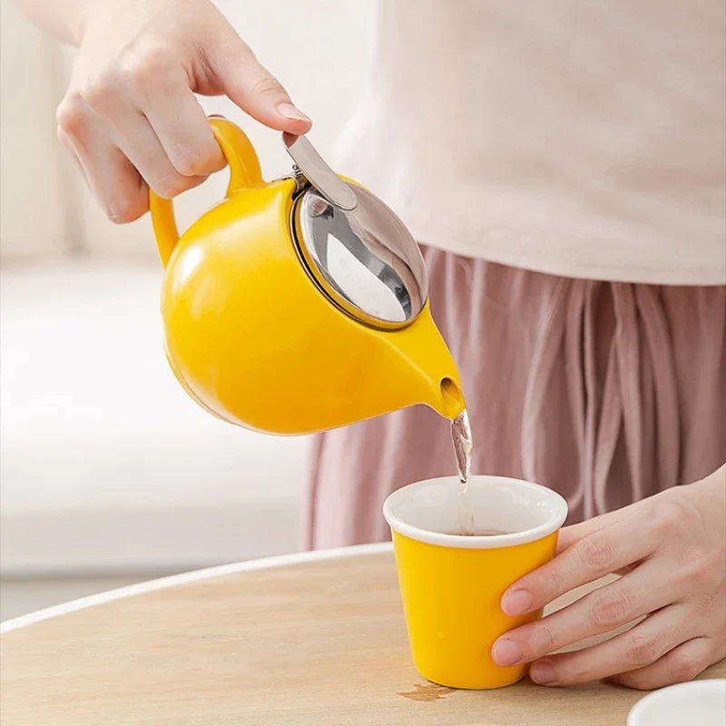 350ml Mini British Ceramic Pot with Filter Handbrewed Coffee Pot Appliance Set Large Portable Teapot Afternoon Christmas Gift