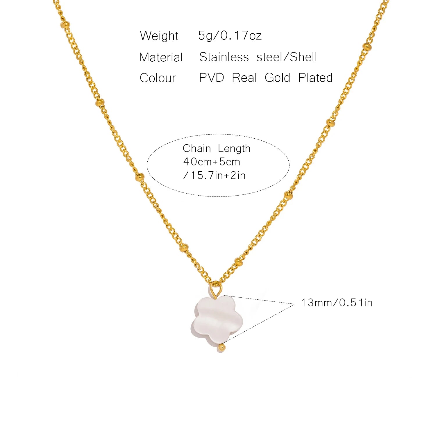 Fashion White Shell Sakura Pendant Necklace Vintage Stainless Steel Metal 2024 Exquisite Charm Flower Jewelry Gift