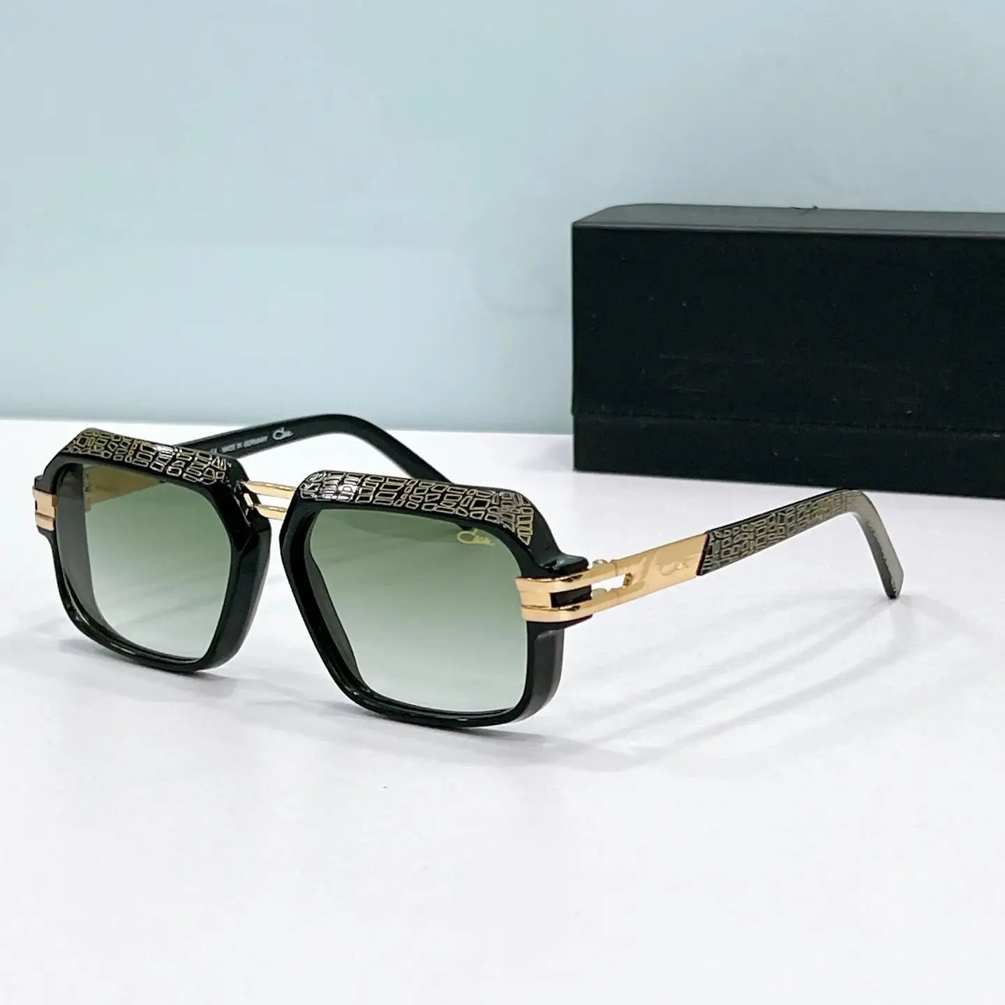 Original CCAZAL MOD6004 Fashion Business Square Men Sunglasses Gradient Purple Lenses Driving Anti-Glare Women Couple Eyewear