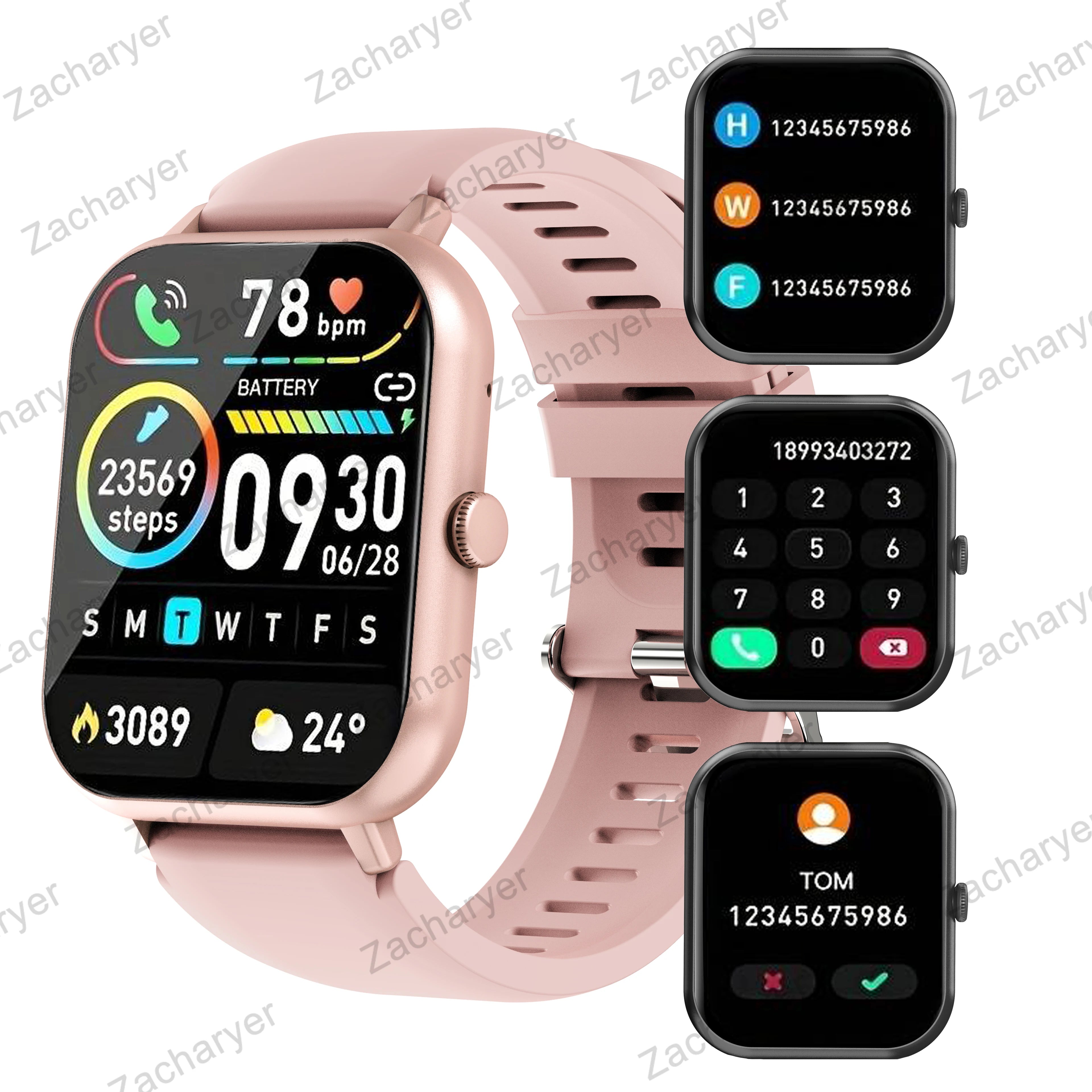 Smart watch, wireless calling/dial,  Music control, information reminder, Various APP Reminders, for iPhone/Andriod