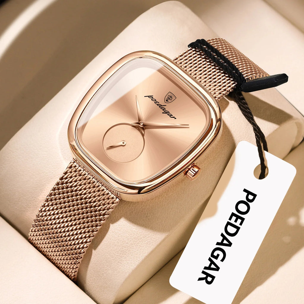 POEDAGAR Luxury Brand Woman Watch Waterproof Stainless Steel Mesh Women's Watches Fashion Elegant Quartz Ladies Wristwatch Reloj
