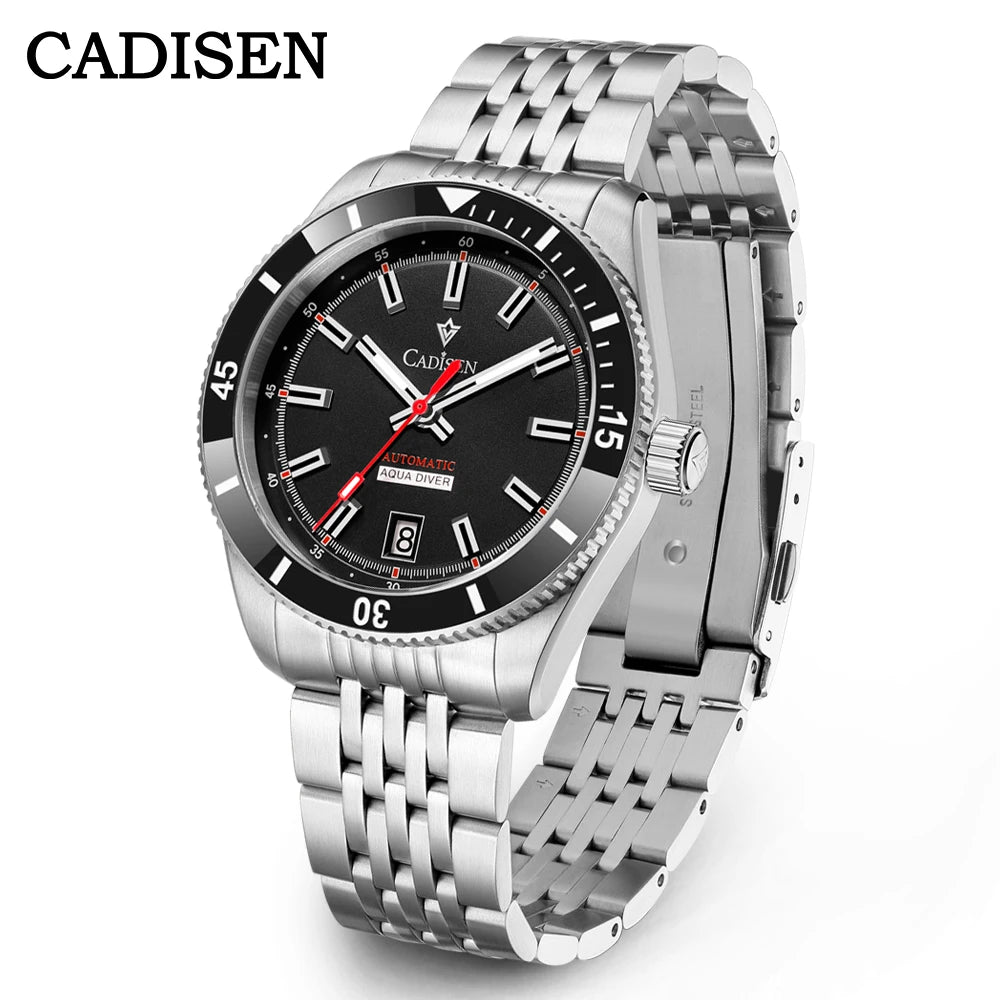 CADISEN New Men's Watches Mechanical Automatic Watch Men Japan Seiko NH35A Ceramic Bezel 10Bar Waterproof Wristwatch For Men