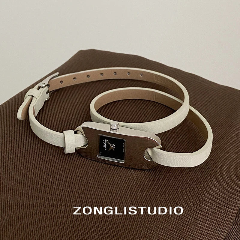 Watches for women twine long strap Watch women vintage leather thin strap waterproof quartz luxury women's watch reloj mujer