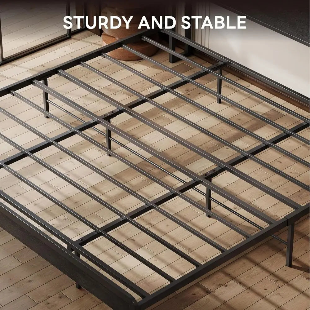 LIKIMIO California King Bed Frame with Headboard, Dark Wood Camas California King with Strong Supports, Sturdy, Noise-Free