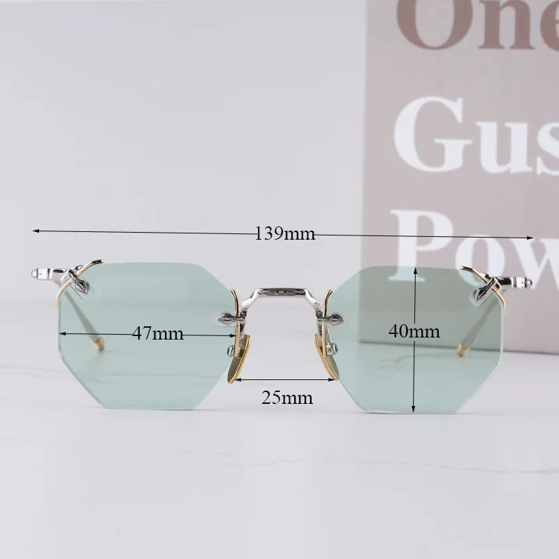 ELDORADO Light Luxury Sliver Boundless Sunglasses for Male Designer Hand Craft Top Quality Rimless Alloy Solar Glasses for Men