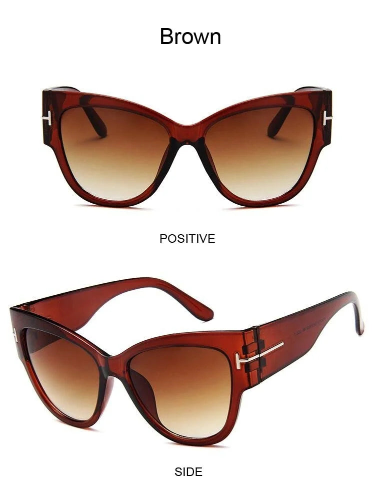 Women Sunglasses  New Fashion Brand Designer Cat Eye Female Gradient Points Sun Glasses Big UV400