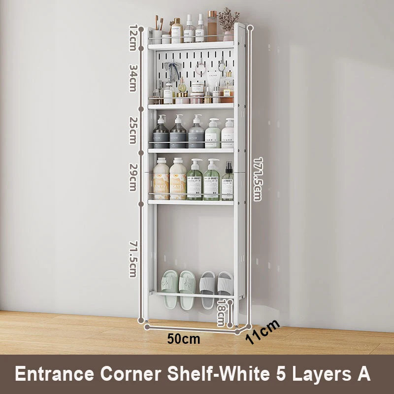 Bathroom Shelf Bath Corner Rack Toothbrush Shampoo Holder Rack Toiletries Organization Entrance Perforated Board Storage Shelves