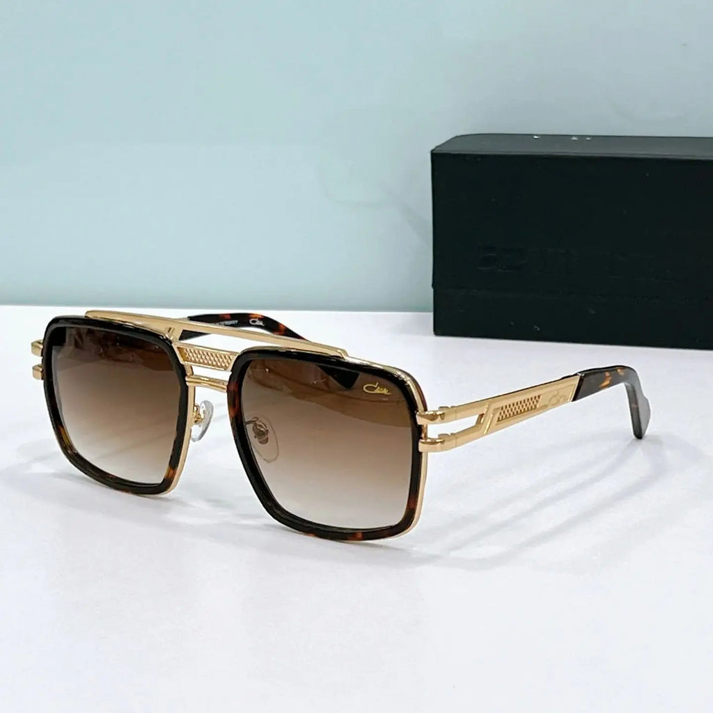 Original CAZA MOD6033 Classic Stylish Gradient Blue Lenses Men Sunglasses Luxury Design Gold Alloy Frame Women Couple Eyewear