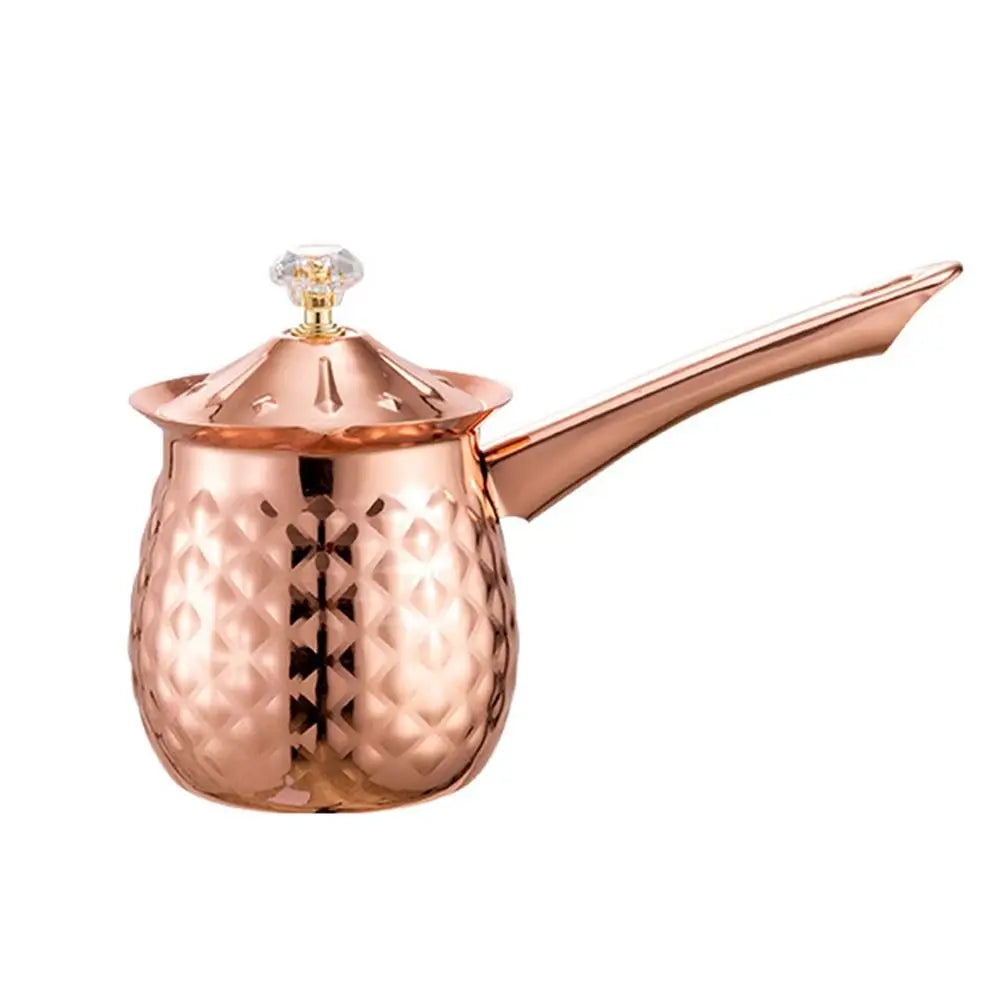 Versatile Handcrafted Turkish Coffee Pot Stable Handle Milk Warmer Lid Stainless Steel Melting Jug Kitchen
