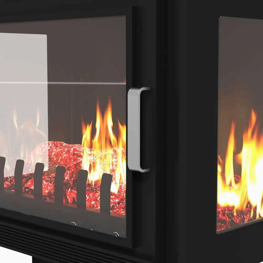 1000W/1500W 24 Freestanding Electric Fireplace Heater with Realistic Flame & Adjustable Temperature - Black