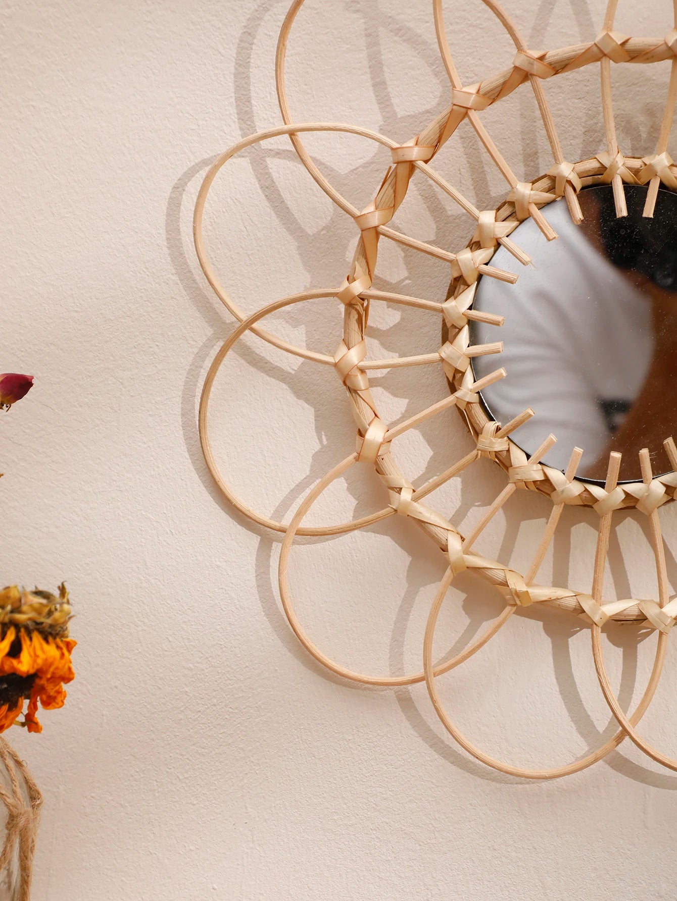Decorative Mirror Hand Woven Wall Art Wall Mirror Handmade Mirror Wall Decor Room Decors Aesthetic for Bedroom Living Room Gift