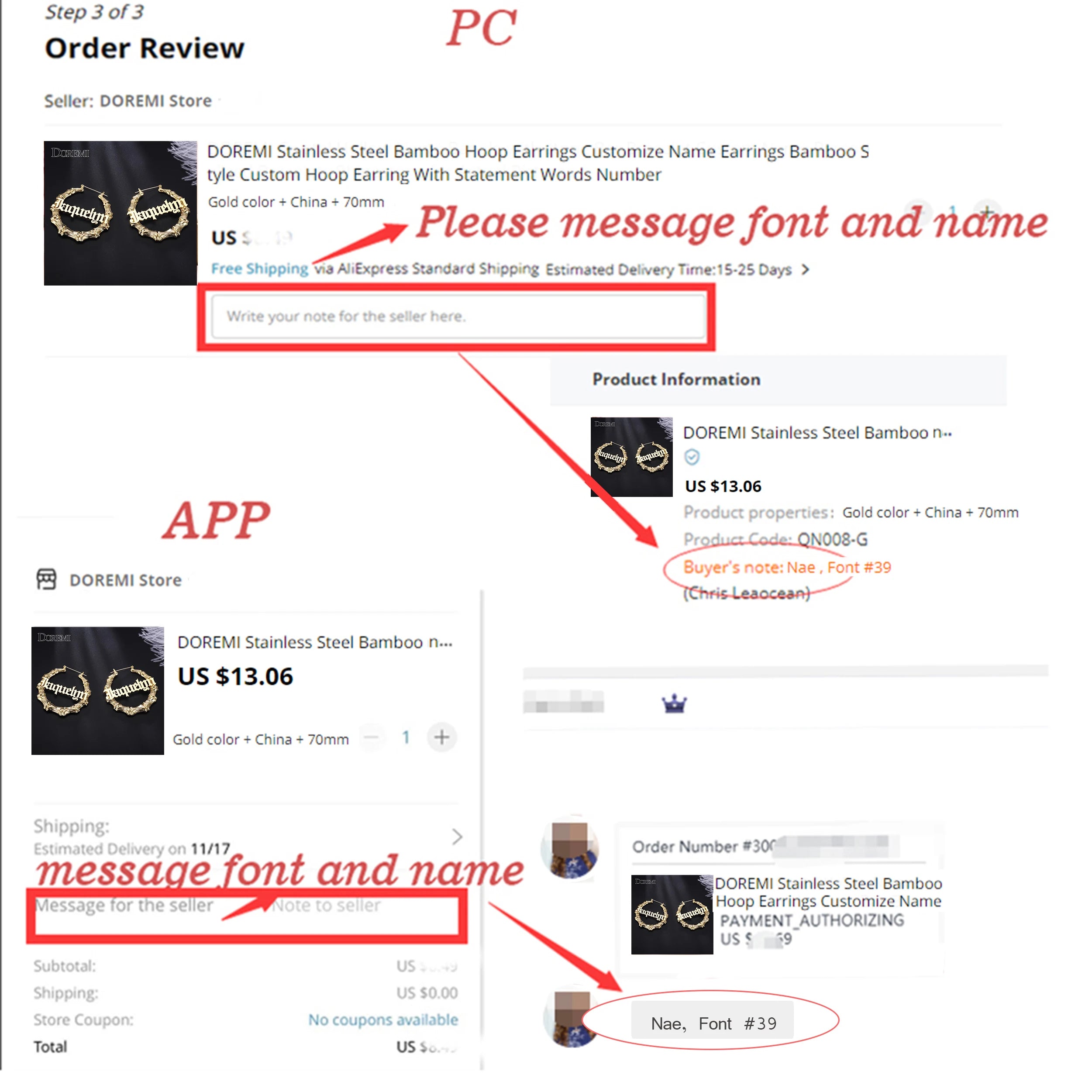 Lateefah 70MM Custom English Name Great Wall Thread Hip Hop Exaggerated Large Ear Loop DIY Letter Earrings Jewelry