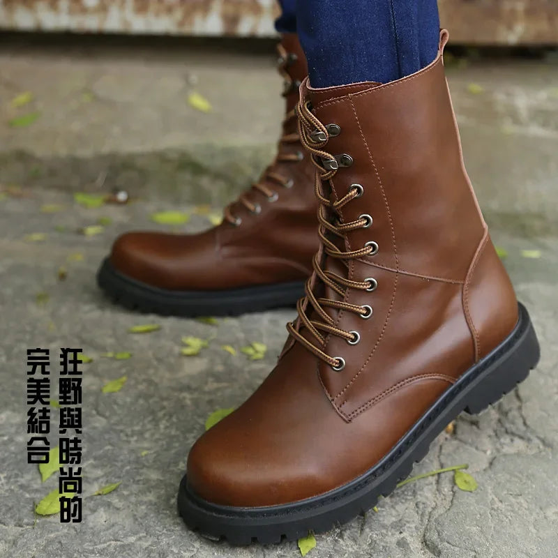 Hiking Shoes Men's Casual Sports Shoes Non-slip High-top Handmade Leather Shoes Walking Work Men's 39-48 Zapatos Para Hombre