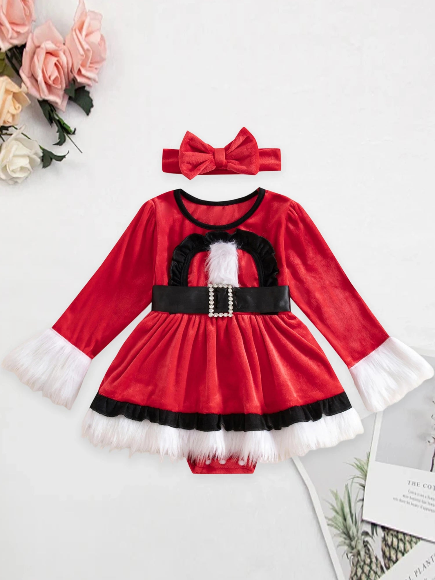 Toddler Boy Winter Outfit Plaid Shirt Suspender Pants Bowtie 3 Piece Set Christmas Party Clothes for Kids