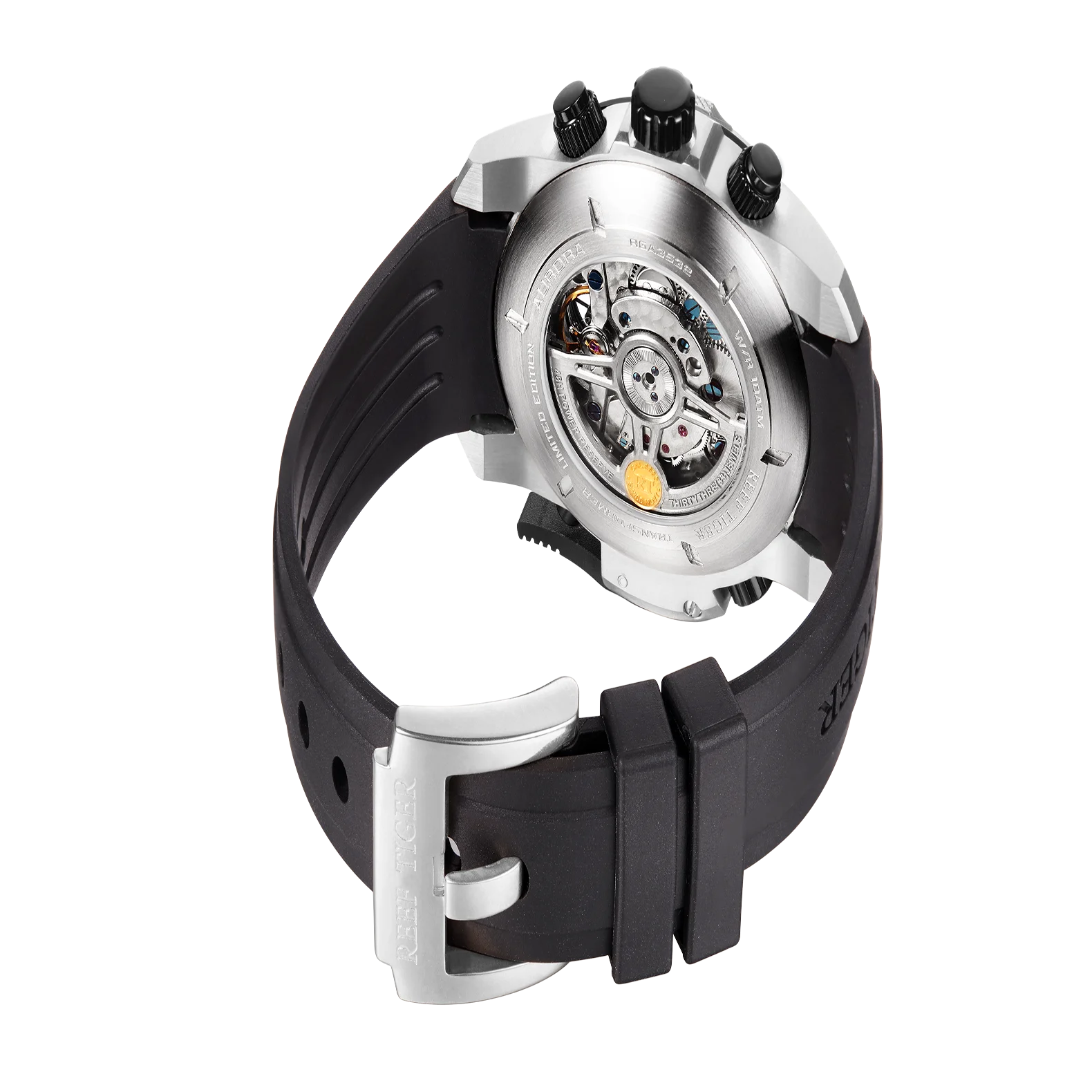 reeftiger Men's Mechanical Watch, Fully automatic multi-functional double calendar Business men's watch, Men's clock RGA3503