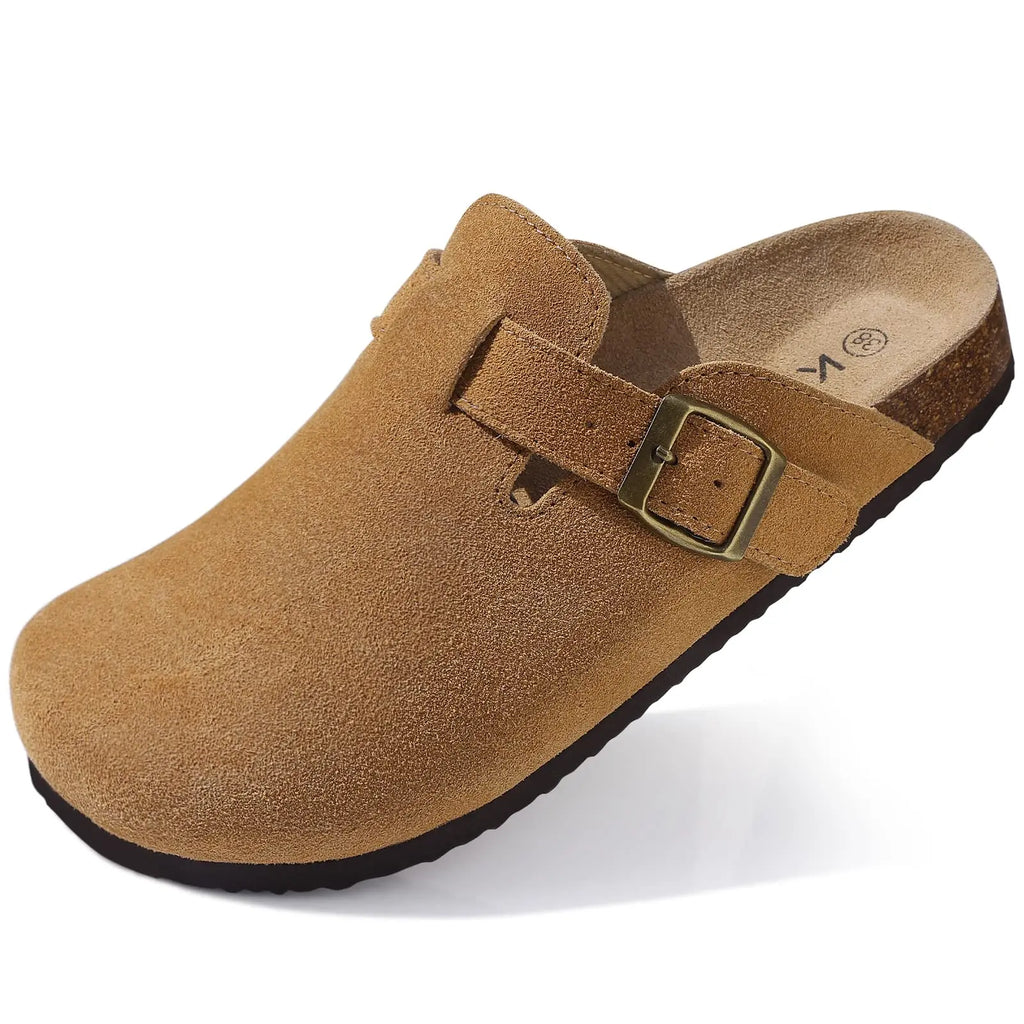 Asgard Women Men Suede Leather Clogs Slippers Fashion Unisex Cork Footbed Sandals Outdoor Antiskid Mules Shoes with Arch Support