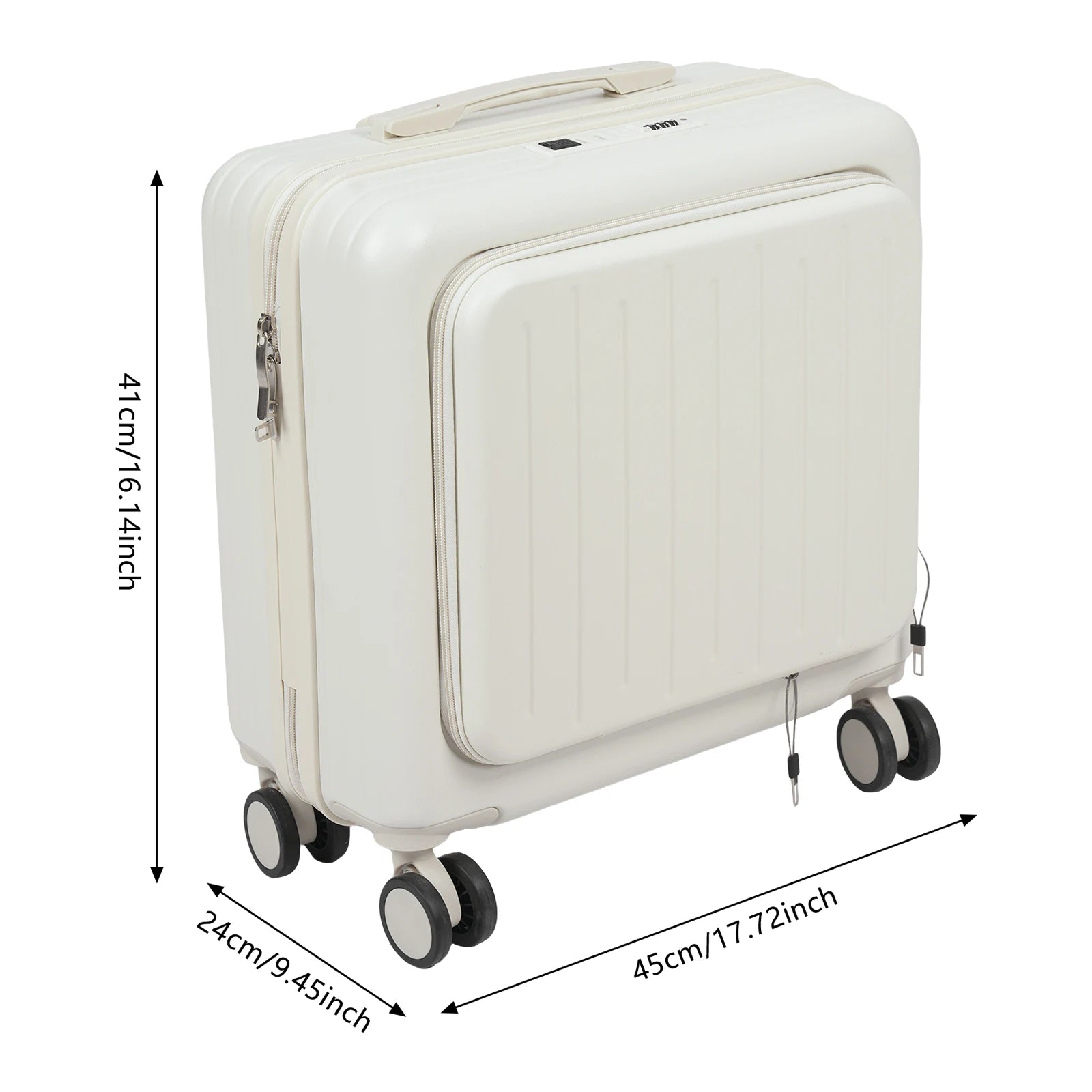 18'' Front Opening Airline Trolley Box Boarding Suitcase with Passcode Lock,Travel Luggage Suitcase for Men and Women