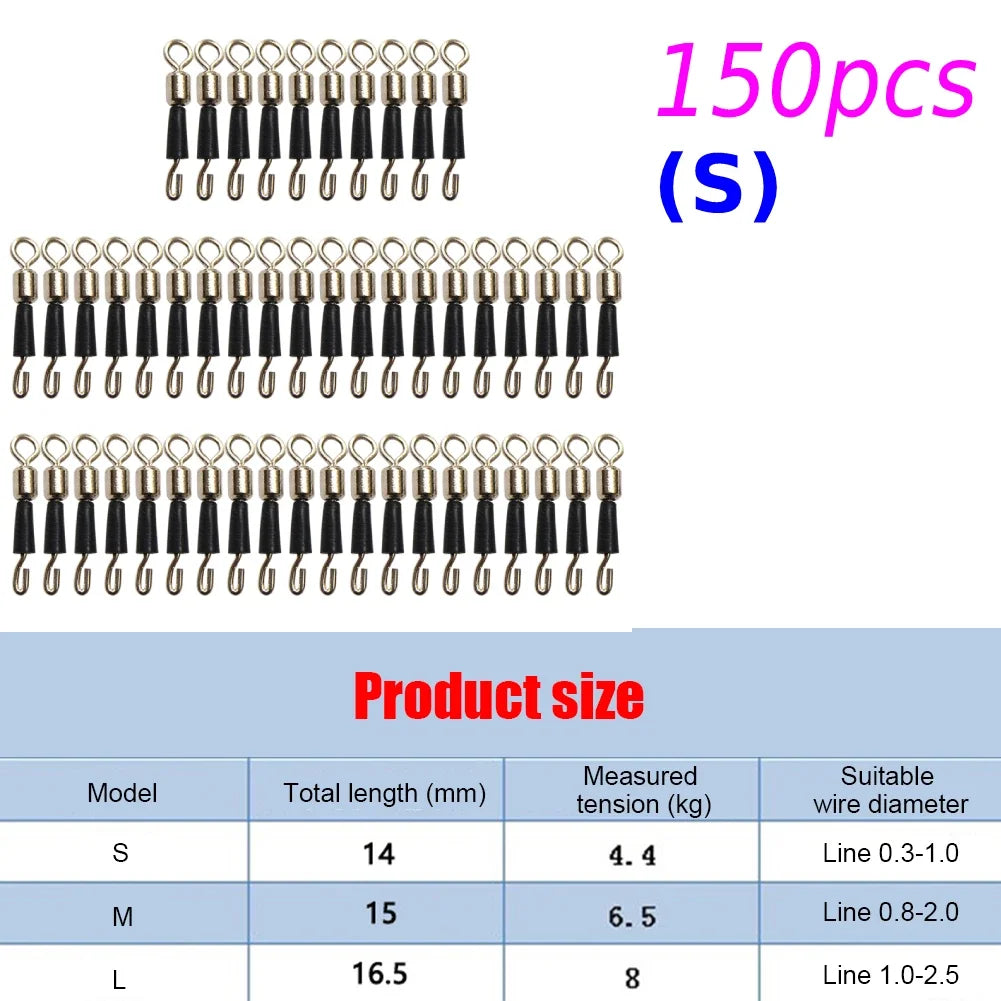 50-200Pcs Bearing Swivel Fishing Connector Q-Shaped Quick Change Swivels Carp Fishing Terminal Tackle Pesca Accessories