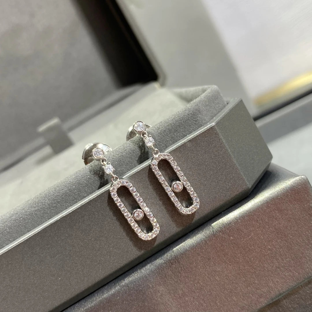 Classic French luxury jewelry S925 women's earrings made of pure silver material. Exquisite engagement gift. move stone