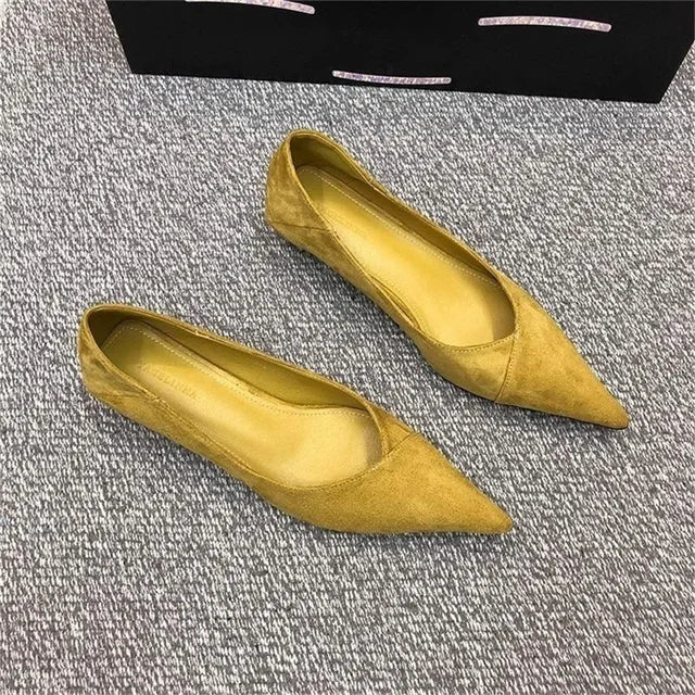 2025 New Comfortable Low 3-5 cm Heels Women's Working Shoes Leather Shallow French Style Thin Heeled Pumps For Office Casual