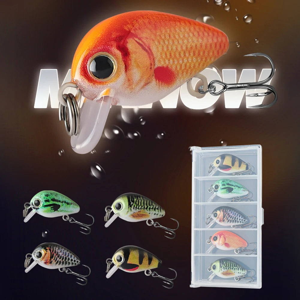 5pcs Mini Crankbait Fishing Lure 30mm 2g Floating Wobbler Artificial Hard Bait Fishing Bait for Pike Walleye Bass