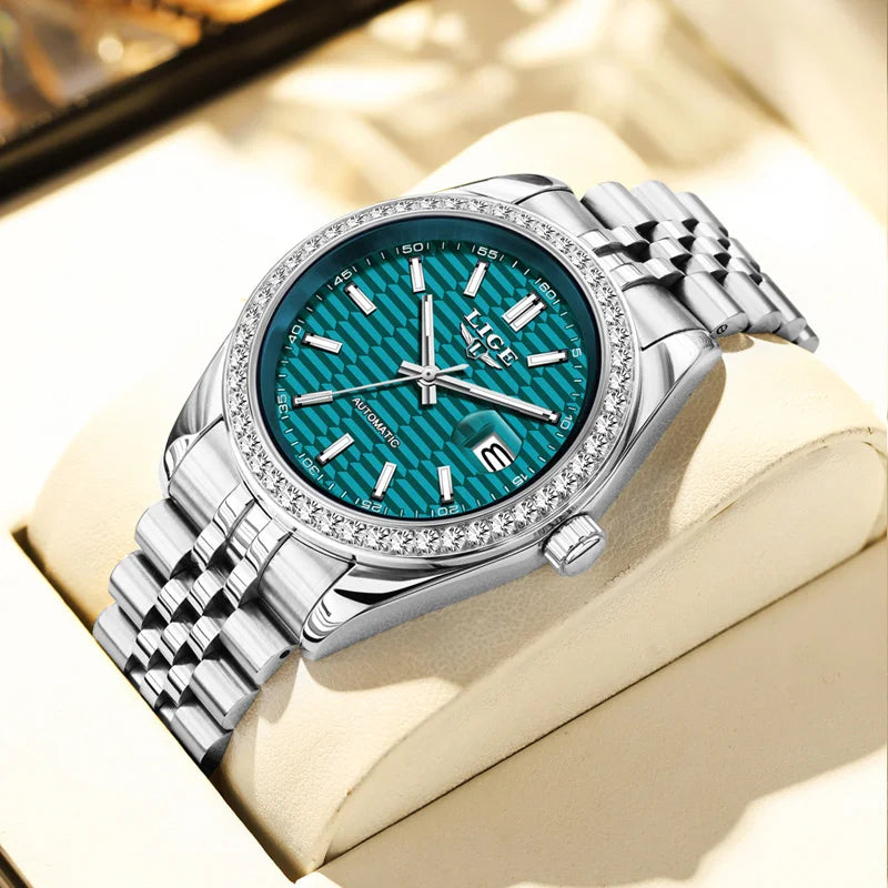 LIGE Top Luxury Men Mechanical Watches Waterproof Luminous Date Men Automatic Watch Male Sport Fashion Men's Watches+Box