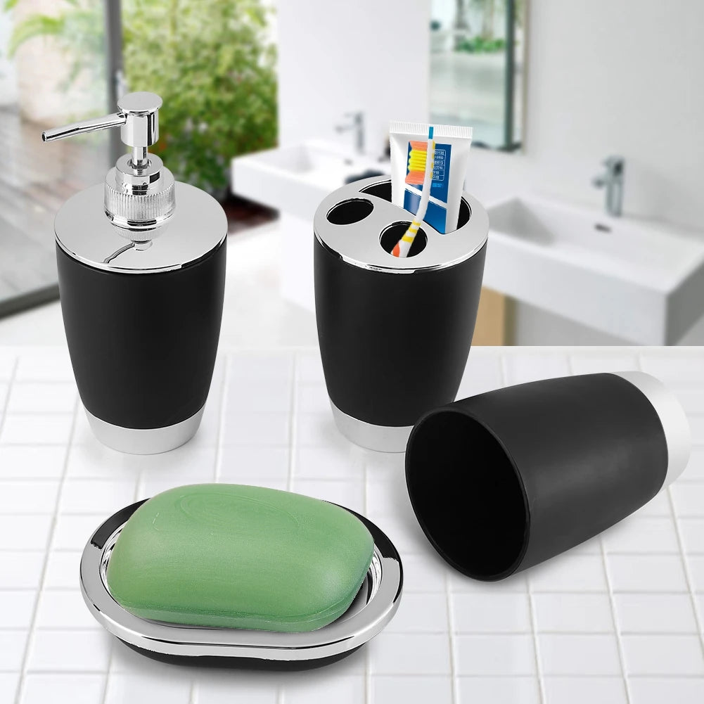 4Pcs/Set Bathroom Suit Accessories Includes Cup Toothbrush Holder Soap Dish Dispenser Bathroom Suit Accessories