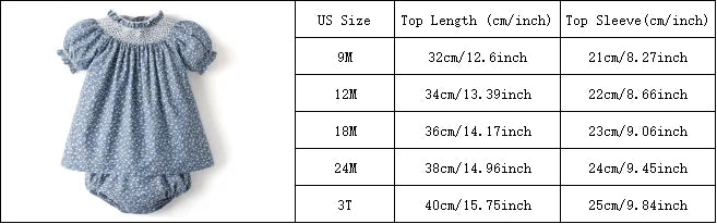 Baby Girls Smocking clothes Set Infant Shirt with Skirts 2024 Boutique Clothing Children Floral Suit