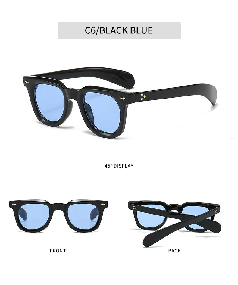 Ins Popular Women Square Sunglasses Men Vintage Rivets Punk Female Shades UV400 Fashion Male Sun Glasses