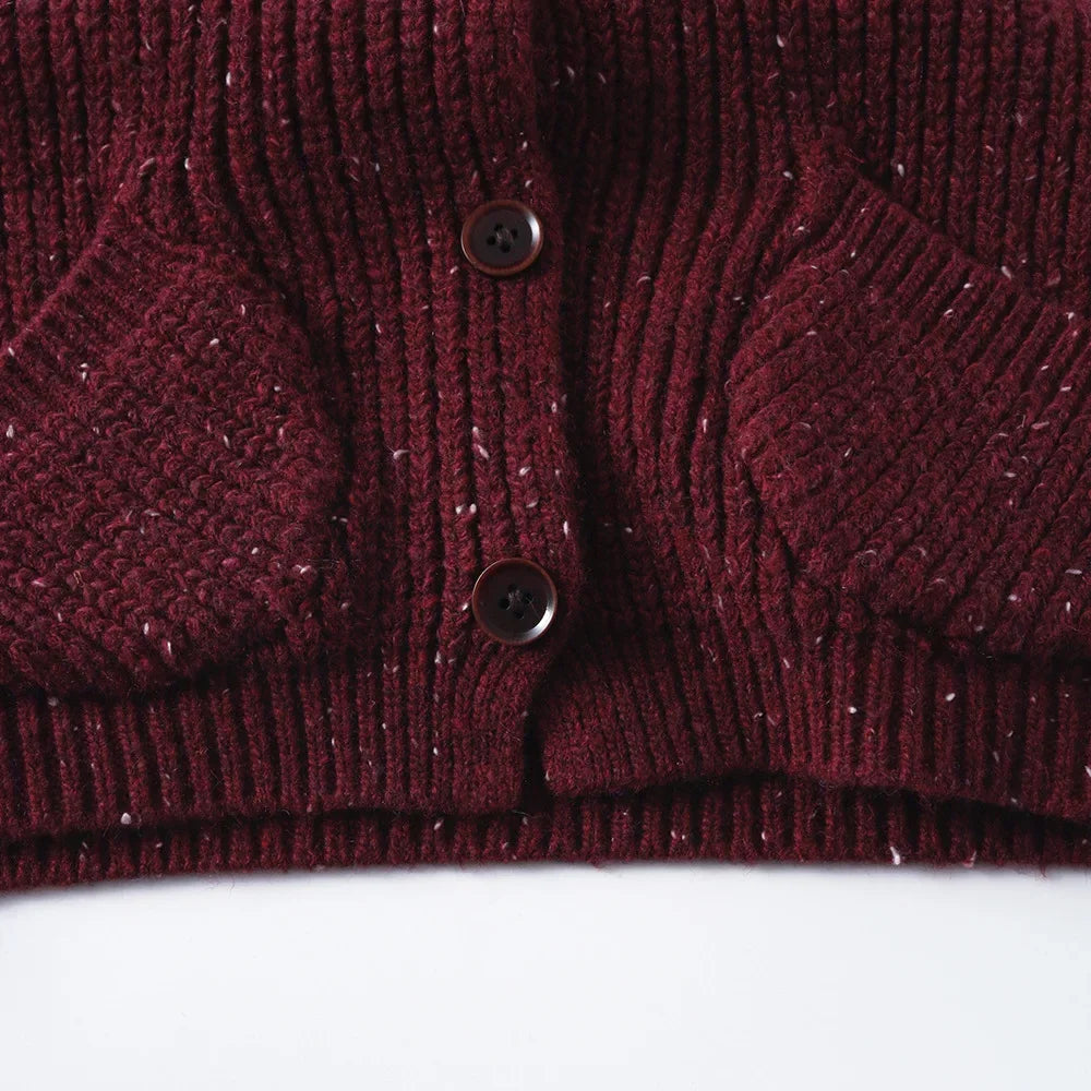 Baby Girls Boys 1-6Y Kids Girl Clothes Burgundy Knitted Cardigan Vest Soft Woolen Fabric Pocket Detail Casual Daily Wear Sweater