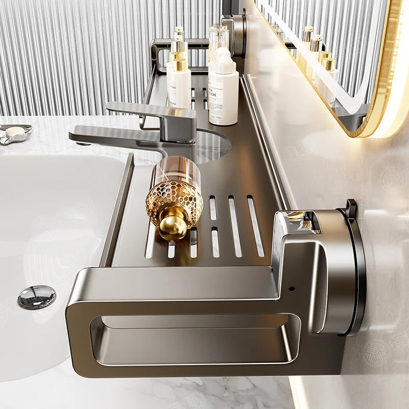 Bathroom Storage Suction Cup Shelves, Non-perforated Installation, Kitchen, Laundry Sink Multi-scene Application