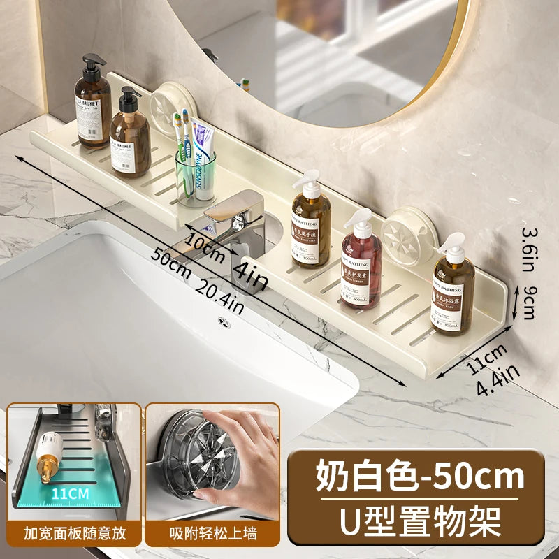 Suction cup mirror front bathroom shelf faucet washbasin washbasin wall-mounted non-punch bathroom shelf