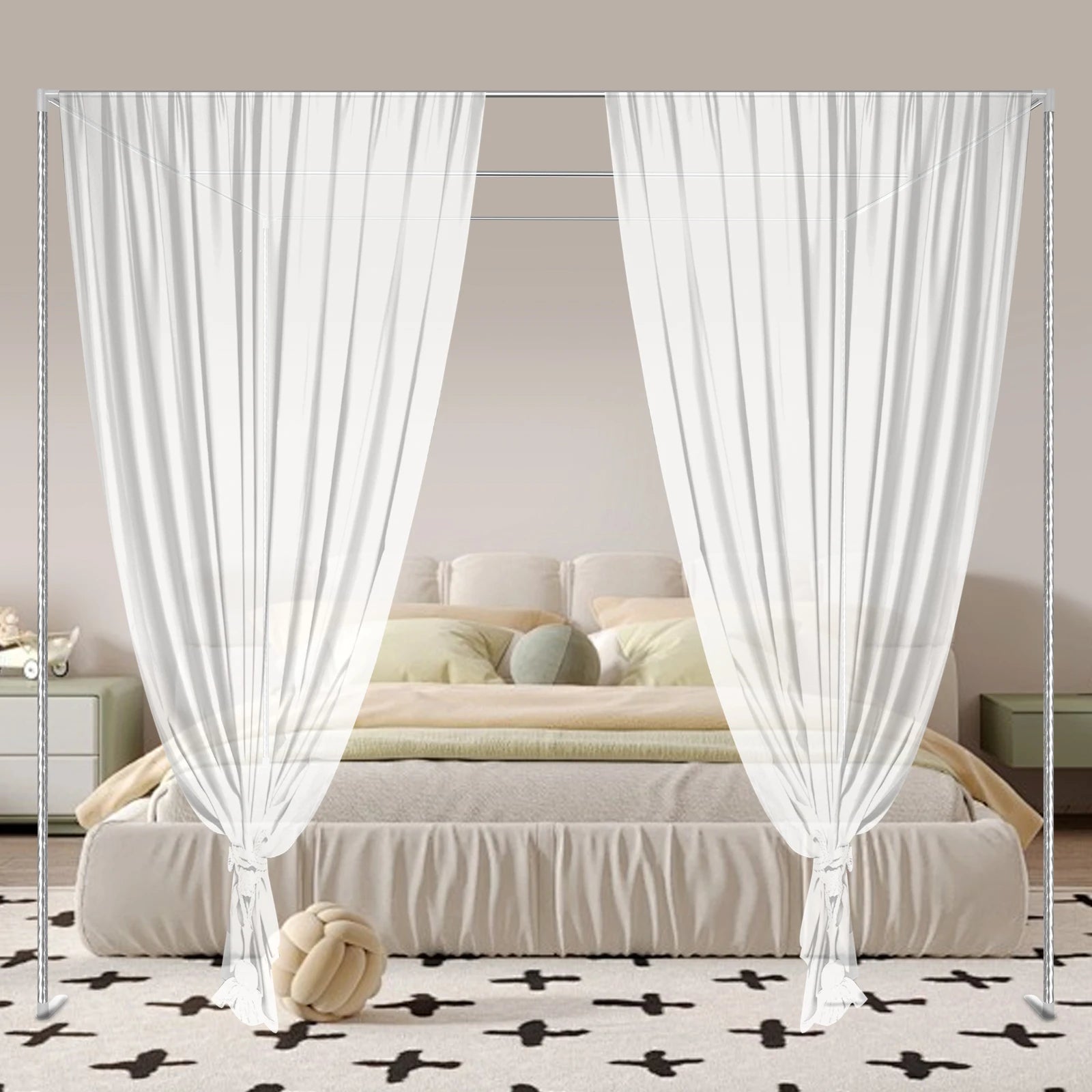 Stainless Steel Bedding Canopy Frame, Bedroom Furniture, Detachable Mosquito Net Frame, Bed Frame Queen for 4 Corner Bed