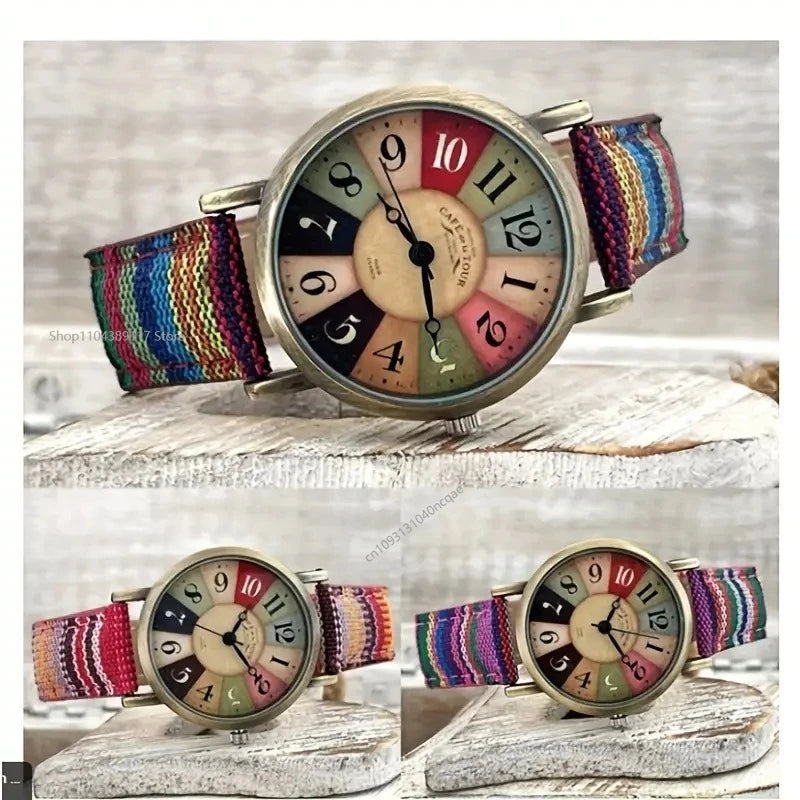 Watches for Women with Multicolour Rainbow Pattern Men Hand Band Watches for Women Reloj Mujer Relogio Feminino 시계