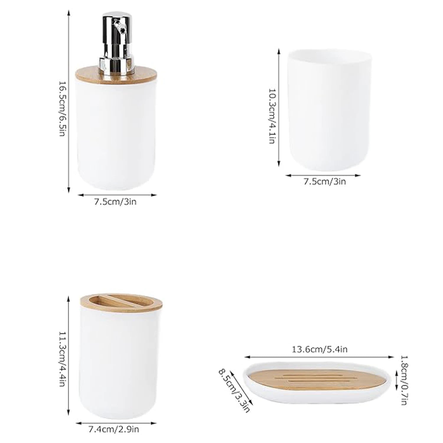 Bathroom Accessory Set,4pcs Gift Set,Toothbrush Holder,Mouthwash Cup,Soap Dish,Soap Dispenser,Washroom Utensils