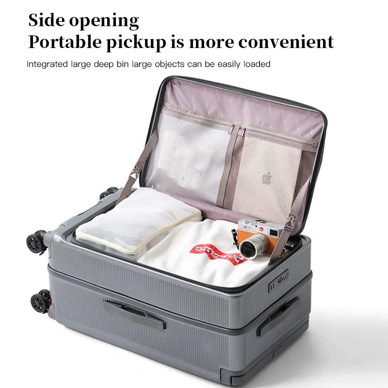 2025 Front-opening Luggage. 26-inch anti-drop rolling suitcase, 20-inch carry-on luggage, combination suitcase, 24-inch travel b
