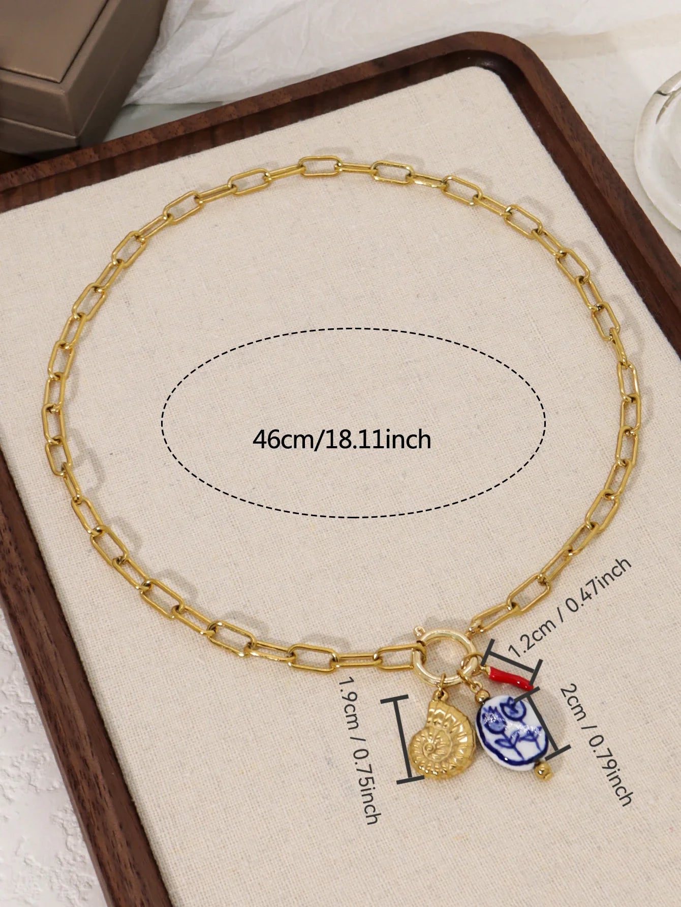 Charm Stainless Steel Conch Ceramic Tulip Pendant Women's Necklace Holiday Party Jewelry Accessories