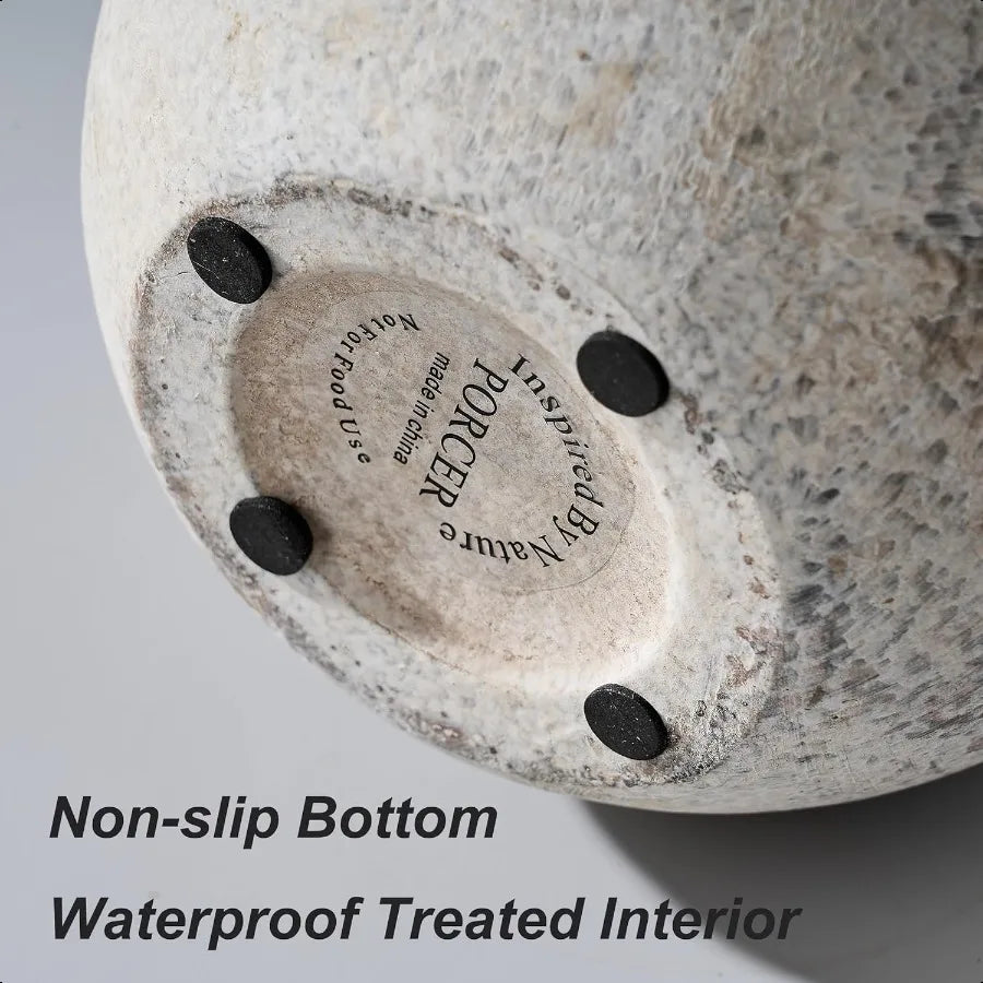 Ceramic Terracotta Vase with Handles 5.8 Inch Decorative Rustic Vase for Home Decor Farmhouse Living Room Table Gray Set of 1