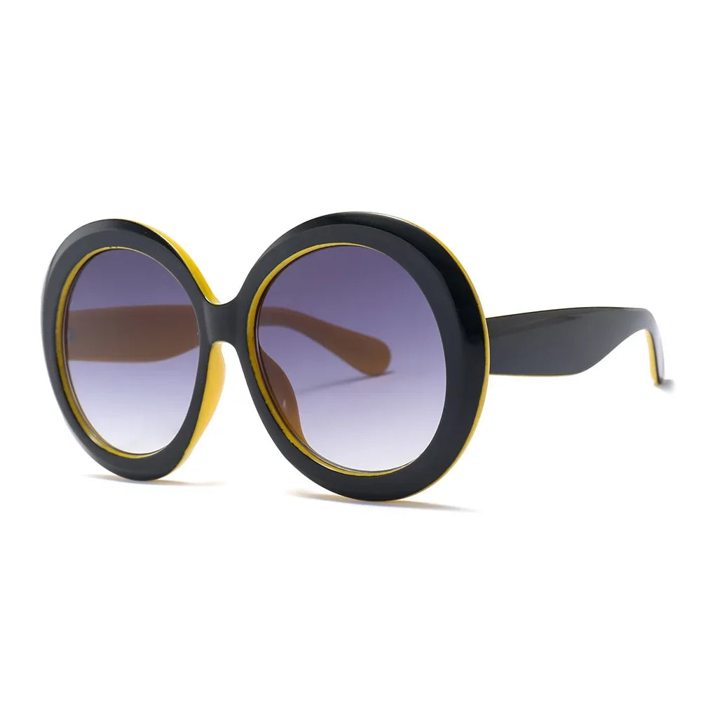 Unisex Big Round Sunglasses Women 2023 New Fashion Retro Oversized Sun Glasses Vintage Gradient Black Shades Luxury Eyewear