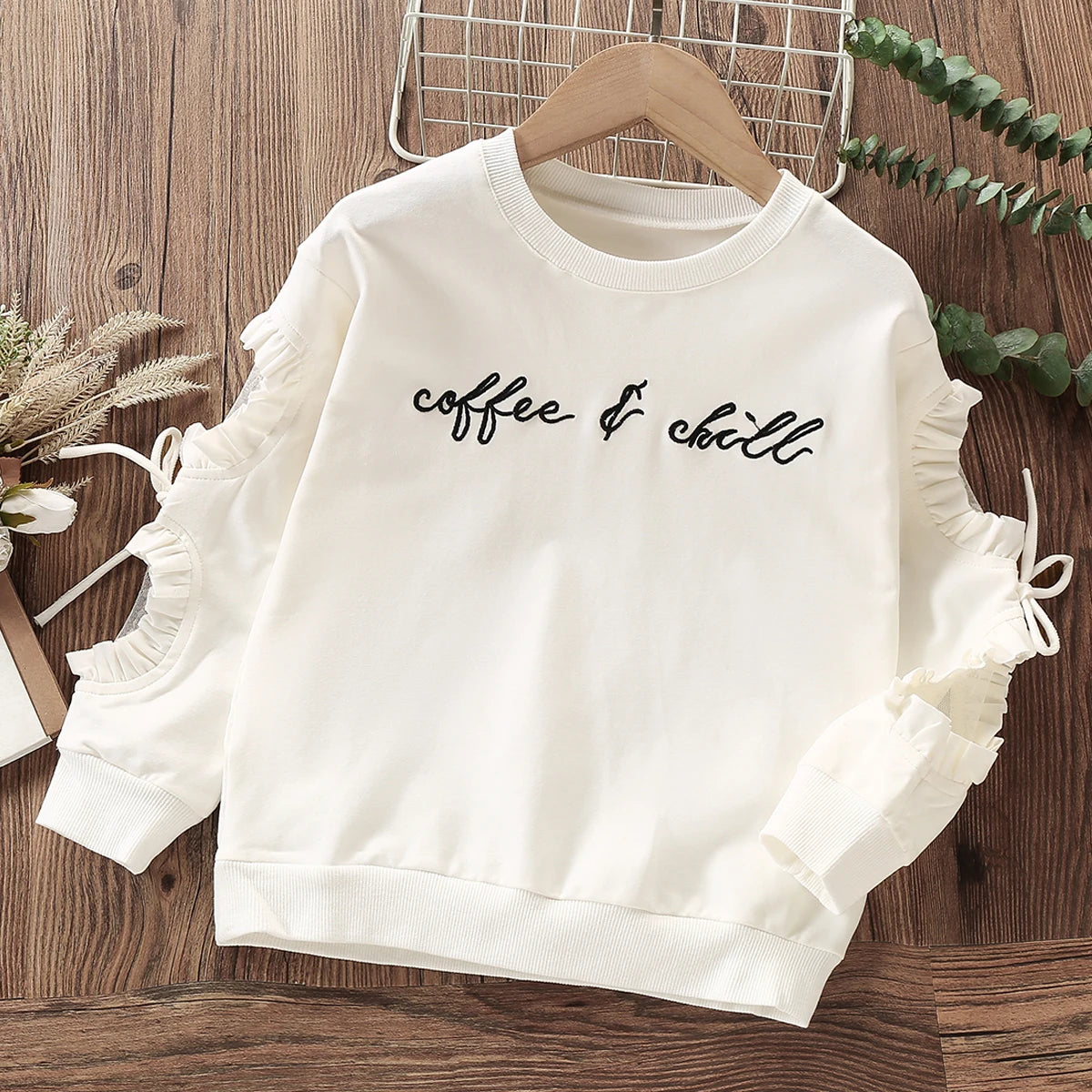 Baby White Shirts for Girls Sweatershirts Kids Outfits Cotton Teenagers Costumes Children Clothes Spring Autumn 6 8 10 12 Years